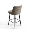 P&p Grey Swivel Bar Stools Set Upholstered Leather Modern Kitchen Chair Set