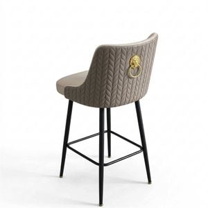 P&p Grey Swivel Bar Stools Set Upholstered Leather Modern Kitchen Chair Set