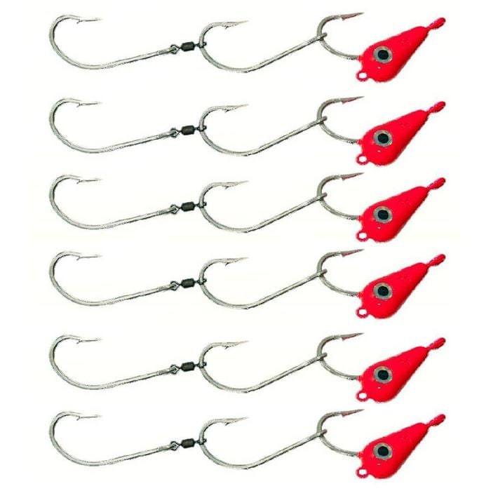 6x 30g TT Lures Bait Trolling Size 5/0 Tarpon Hooks Mackeral Rig - Red