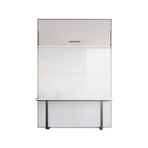EzSpace Queen Size White NOBU Wallbed Vertical with Desk and Shelf