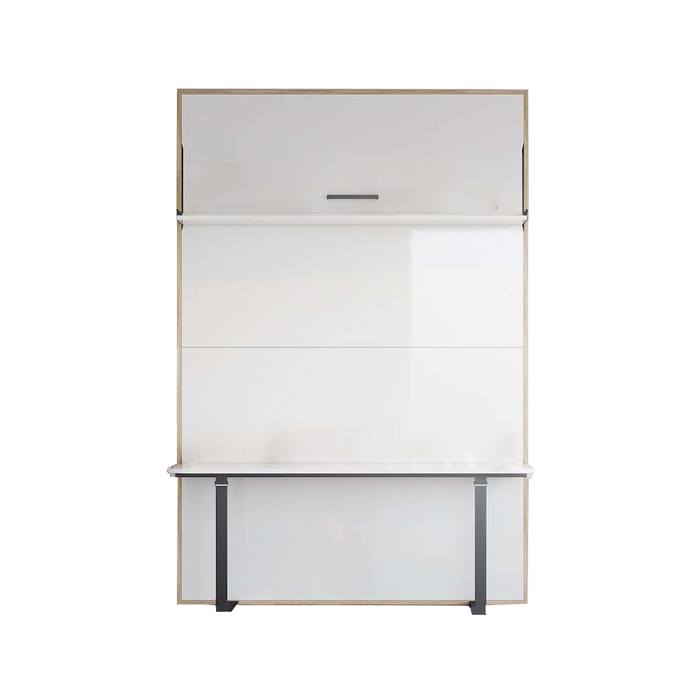 EzSpace Queen Size White NOBU Wallbed Vertical with Desk and Shelf