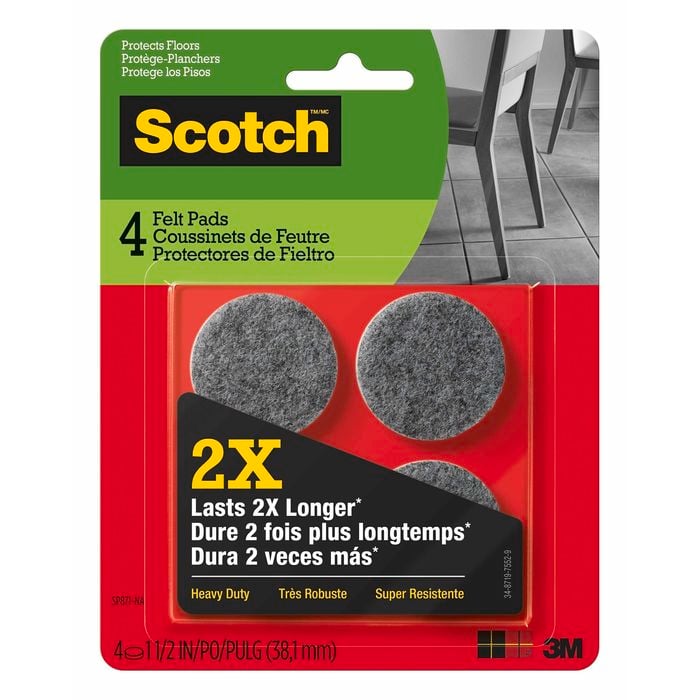Scotch® 38.1mm Heavy Duty Felt Pads - 4 Pack