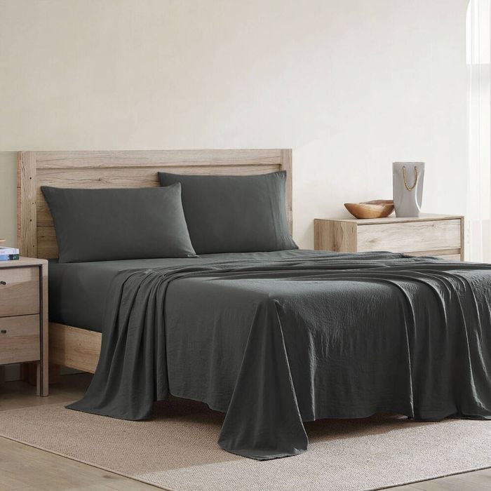 Ardor Boudoir Single Waterproof Bed Sheet w/ Pillowcase Set - Charcoal
