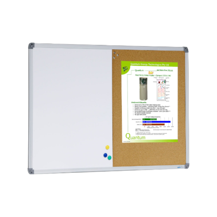 Whiteboard & Corkboard Combination  900x600mm