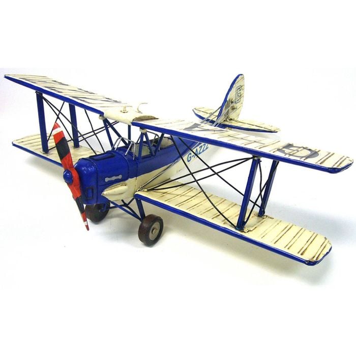 Boyle Metal Ornament Home Decor Collectible Tiger Moth Plane Bl/wh 50x48x18.5cm