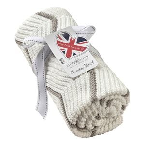 Silvercloud Chevron Cream Grey Knit Baby Shawl