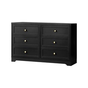 Oikiture 6 Chest Of Drawers Dresser Black