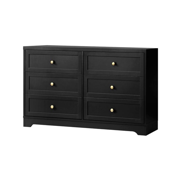 Oikiture 6 Chest Of Drawers Dresser Black