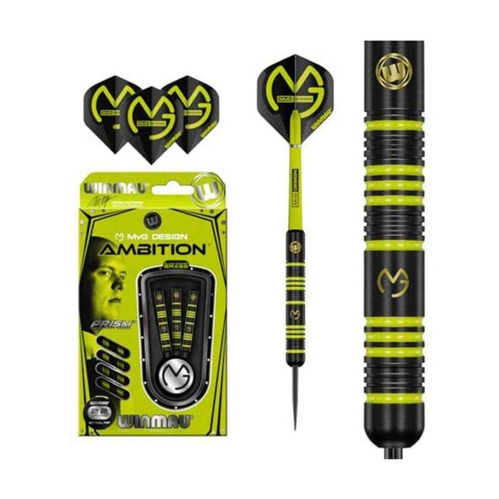 3pc Winmau Mvg Ambitition Brass Dart 24 Gram New Design Wd1233 Black Yellow