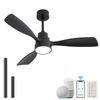 OAKORY 122cm Smart Ceiling Fan 4500 CFM LED App Remote Reversible DC Motor Black