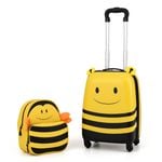 Costway 2PCS Kids Luggage Set Bee Travel  Suitcase & Backpack