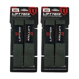 2x 2pc Lift-tech Neo-tech Padded Cotton Wrist Support Lifting Straps Grey 21.5in