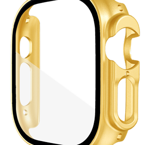For Apple Watch Ultra 1 & 2 49MM PC Full Cover Case Tempered Screen Protector - Gold