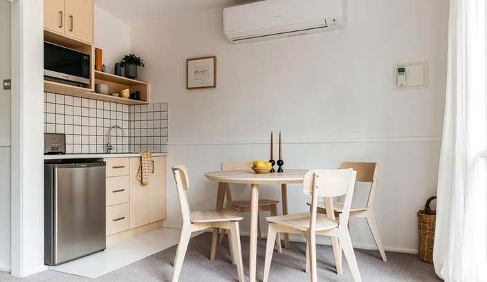 Kitchenette and dining space in a newly built granny flat