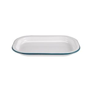 Urban Style Enamelware 21cm Porcelain w/ Blue Rim Tray - White