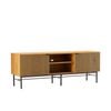 Linjer Entertainment Unit in Oak Melamine Finish Cabinet, MDF with Drawer Front and Black Metal Legs and Handle