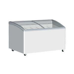 Exquisite Curved Glass Display Chest Freezers With 7 Baskets With Led