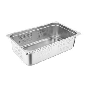 Vogue Stainless Steel Perforated Gastronorm Tray Gn 1/1 150mm Commercial Kitchen Storage Tray
