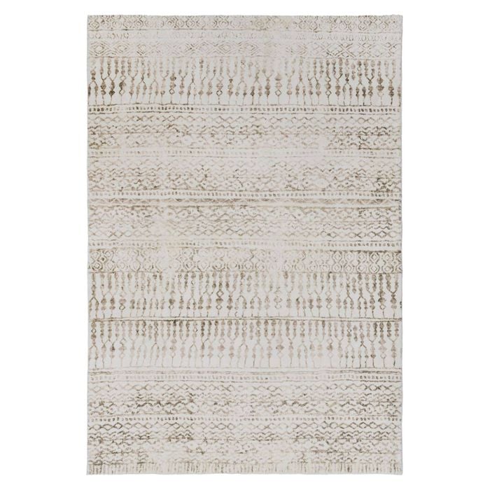 Loopsie-290cm X 200cm-artisia Cream And Brown Tribal Washable Rug