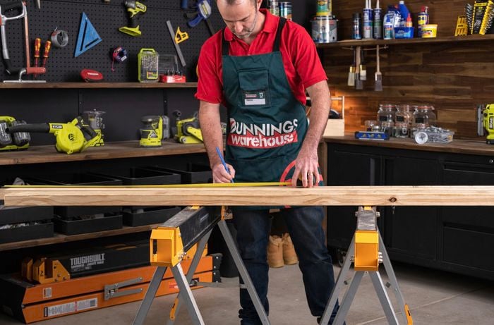 Measuring and marking bench seat table top plank