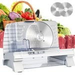 Advwin Electric Meat Slicer, 6.8" Food Slicer with Removable Stainless Steel Blade & Food Carriage Silver
