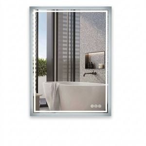 P&p Silver Led Bathroom Mirror Backlit Anti Fog Dimmable Touch Control Wall Mounted
