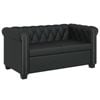 Black Chesterfield Leather Sofa 2 Seater Lounge Bed Suite Couch Chaise Armrest