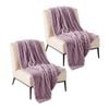SOGA 2 Pack Purple Flannel Polyester Throw Blanket 200x230cm