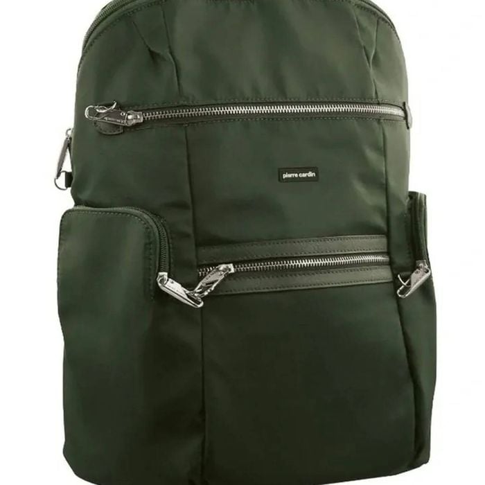 Pierre Cardin Nylon RFID Anti Theft Slash Proof Travel Backpack Bag - Olive - Olive | 29.5 x 17 x 37 cm | Nylon