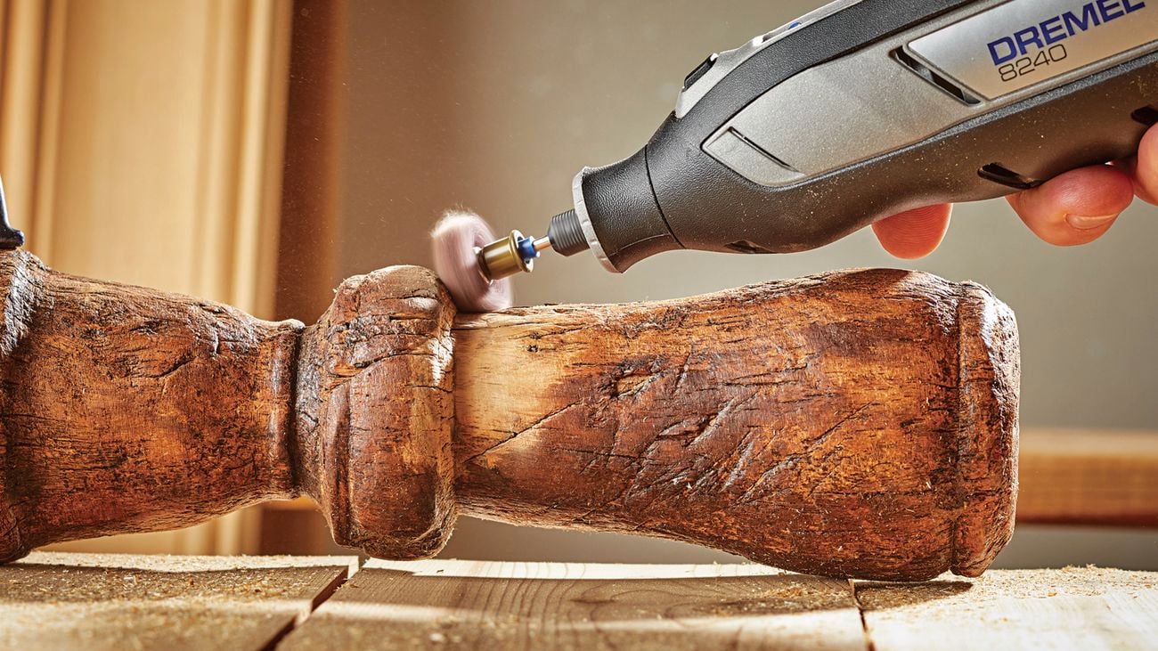 Rotary tool being on some timber.