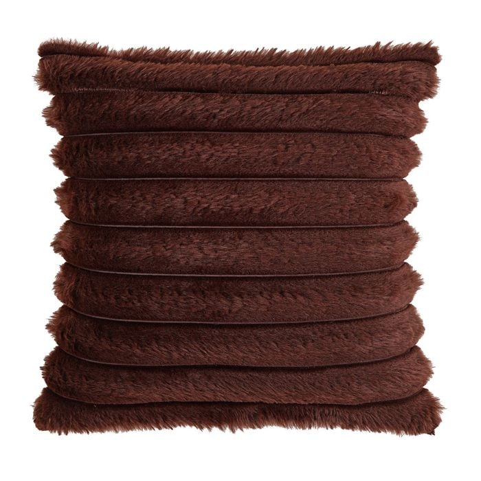Astin Sinclair 45cm x 45cm Chocolate Brown Faux Fur Rib Cushion