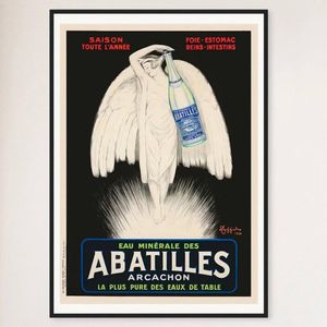 Galrie Vintage Abatilles Arcachon Mineral Water Poster by Leonetto Cappiello Artwork, Black Frame, A4 21 x 30cm (8 x 12inch)