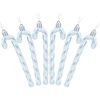 Catzon 6 Pcs Glitter Candy Cane Christmas Ornaments with Golden Ropes-Ice Blue