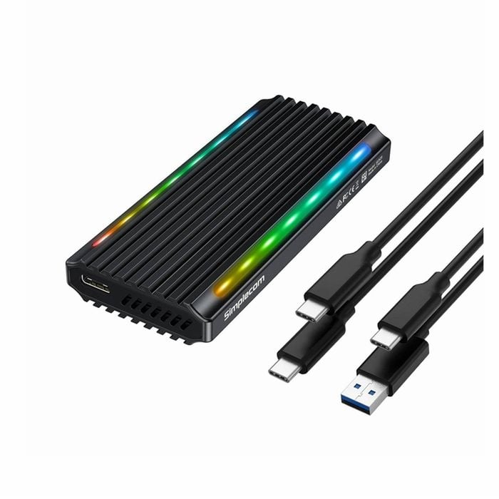 Simplecom Se525 Nvme / Sata M.2 Ssd Usb-c Enclosure With Rgb Light Usb 3.2 Gen 2 10gbps