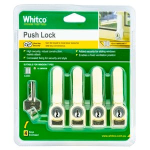 Whitco 4 Pack Sliding Window Push Lock - Primrose