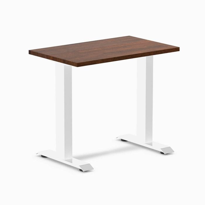 Desky Fixed Height Mini Red Walnut Rubberwood Desk 800 X 500mm White Frame
