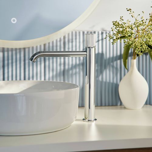 Modern bathroom interior featuring contemporary fixtures and finishes.