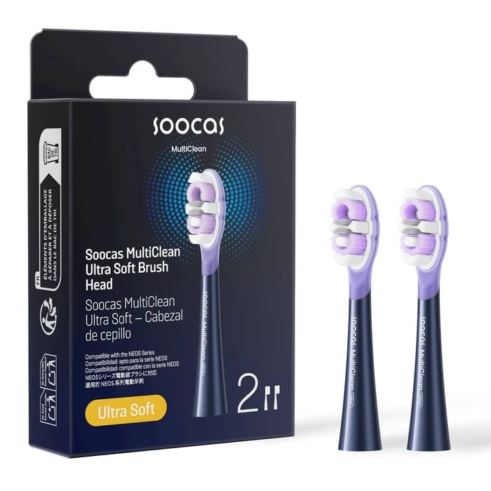Soocas Neos Ii & Neos Ii Ultra Soft Toothbrush Head Midnight Blue Cv 2 Packs (t04)