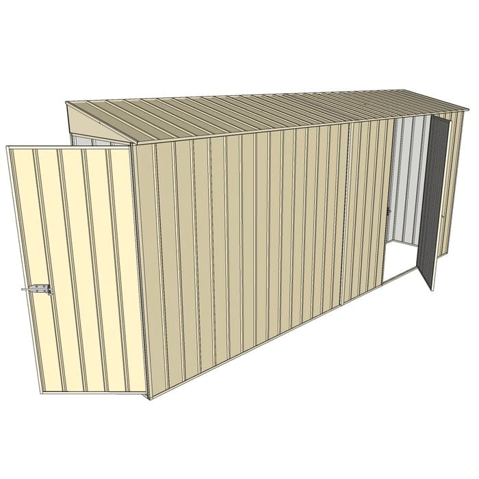 Build-a-Shed 0.8 x 4.5 x 2m Hinged Door Tunnel Shed With Single Hinged Side Door - Cream