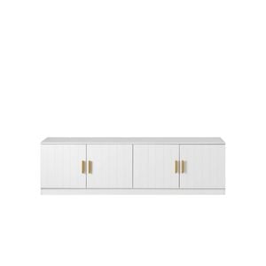 European Cabinetry White VJ Panel Oval Brass Handles Bucharest TV Unit