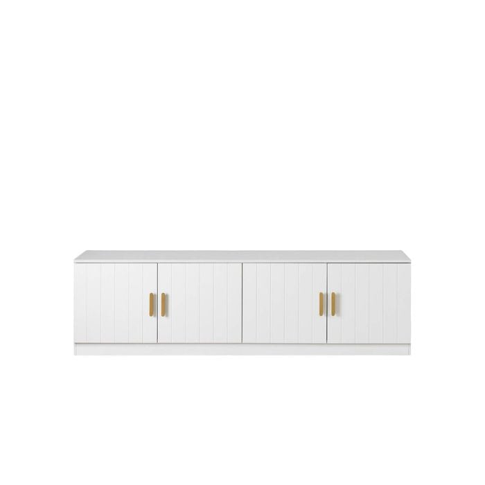 European Cabinetry White VJ Panel Oval Brass Handles Bucharest TV Unit