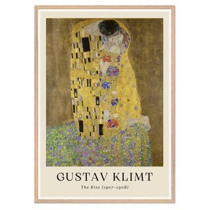 Galrie Gustav Klimt's The Kiss Art Print Iconic Symbolist Masterpiece for Your Home, Wood Frame, A1 60 x 84cm (23 x 33inch)