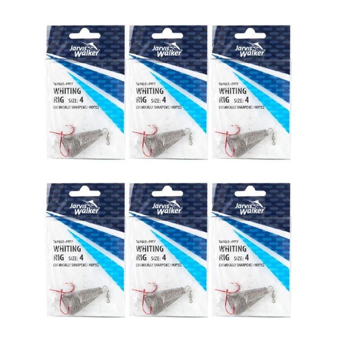6x Jarvis Walker Tangle Free Whiting Rig Hooks Size 4