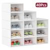 Advwin 40Pcs Shoe Box Storage Case Display Box Stackable Sneaker Rack Plastic