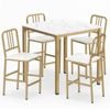 Costway 5pc Dining Table Set Modern Kitchen Counter 4 Bar Stool White