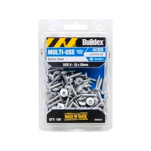 Buildex 8 - 15 x 20mm Button Head Needle Point Screws - 100 Pack