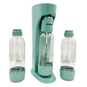 OmniFizz 1L Bundle - Drinkmate Sparkling Water & Soda Maker with 2 extra PET 1L Bottles (CO2 Cylinder not Included) Blue