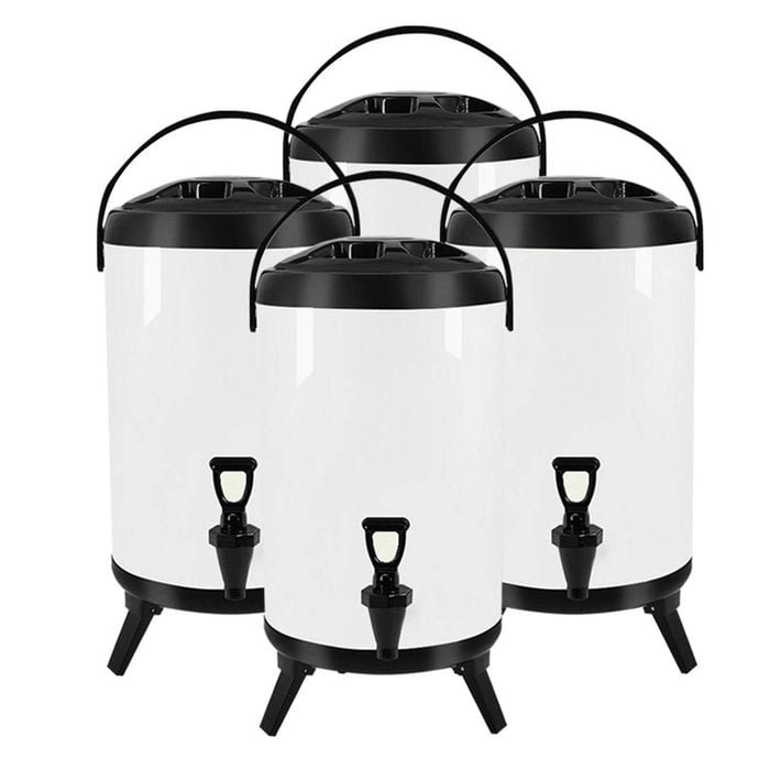 SOGA 4X Stainless Steel Insulated Beverage Dispenser with Tap 12L White