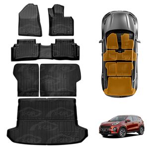 Floor Mats Boot Liner Set For Kia Sportage Ql Series 2015-2022 All Weather Heavy Duty Trunk Cargo Kick Back Seat Protector