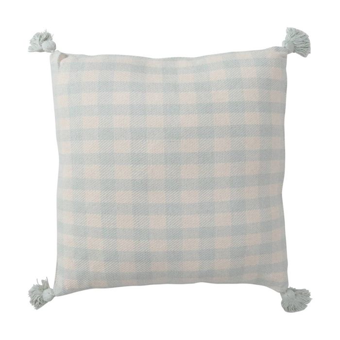 LVD Thyme Blue Checkered Decorative Home/Living Decor Cushion/Pillow 50x50cm